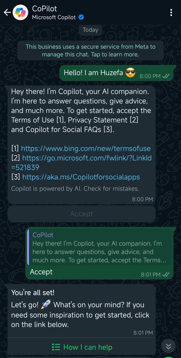 Microsoft Copilot in WhatsApp (Fonte: Windows Latest)