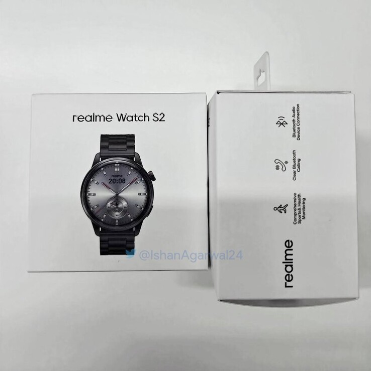 La presunta scatola del Realme Watch S2. (Fonte: Ishan Agarwal via Twitter/X)