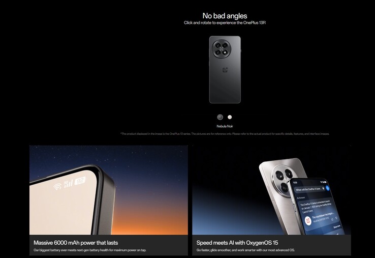 Capacità della batteria annunciata di OnePlus 13R sulla pagina web ufficiale del teaser (Fonte: OnePlus)