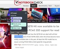 I suggerimenti dell'intelligenza artificiale nel browser Opera (Fonte: Own)