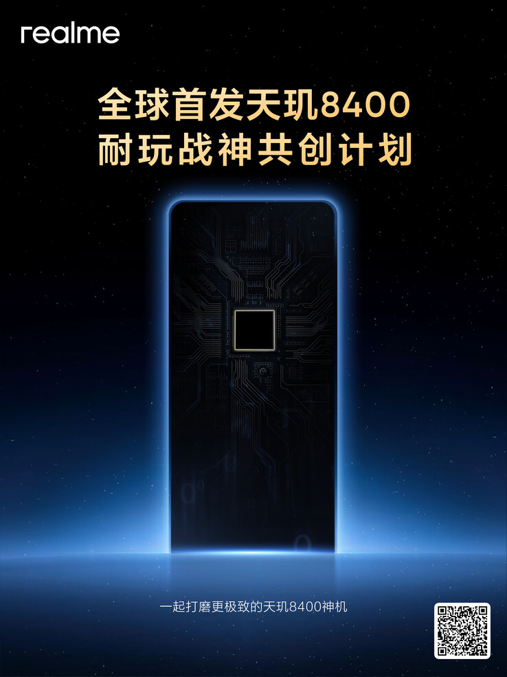 Il primo teaser della Dimensity 8400 di Realme. (Fonte: Realme via Weibo)