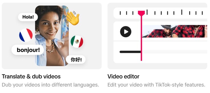 Gli inserzionisti e i creatori possono far tradurre automaticamente i loro video in diverse lingue utilizzando voci clonate dall'AI per raggiungere un pubblico globale. (Fonte: TikTok)