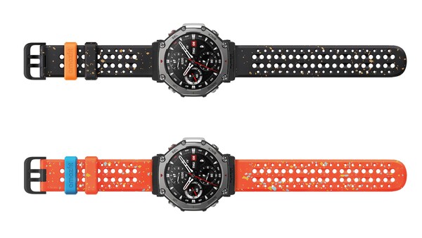 L'Amazfit T-Rex 3 è disponibile nei colori Onyx e Lava, con cinturini upcycled opzionali in colori coordinati. (Fonte: Amazfit)