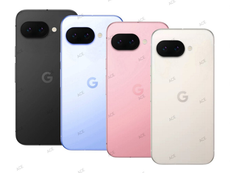 Un'approssimazione del Pixel 9a nelle quattro opzioni di colore del lancio. (Fonte immagine: @ACE100xd)