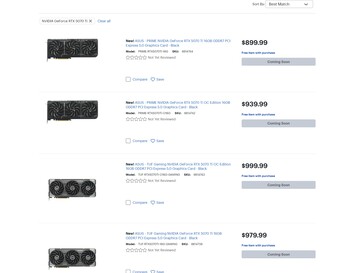 Best Buy mostra i prezzi della RTX 5070 Ti (Fonte: Screenshot, Best Buy)