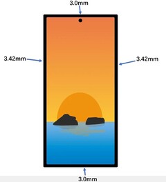 Samsung Galaxy S24 Ultra pannello frontale grafica non ufficiale (Fonte: Ice universe)