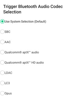 Codec audio Bluetooth disponibili