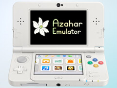 Il logo dell&#039;emulatore Nintendo 3DS Azahar sullo schermo della console 3DS