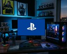 Logo PlayStation visto sul monitor del PC da gioco