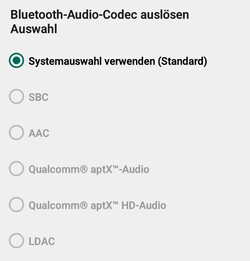 Codec audio Bluetooth disponibili