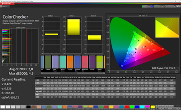 Precisione del colore (modalità standard, bilanciamento del bianco manuale, spazio colore target sRGB)