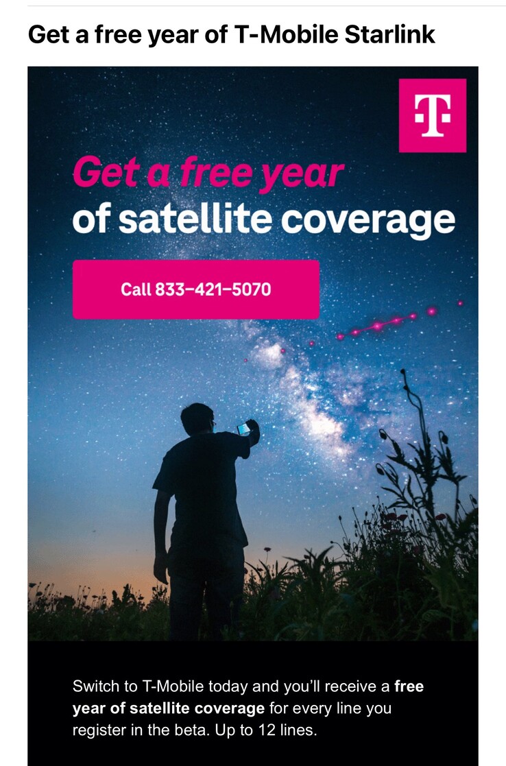 L'offerta di copertura satellitare Starlink gratuita di T-Mobile