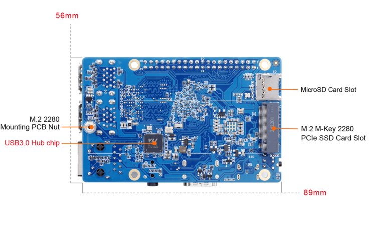 L'SSD è montato sul retro. (Fonte immagine: Orange Pi)