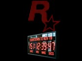 Logo di Rockstar Games con orologio che fa il conto alla rovescia per la data di uscita di GTA 6