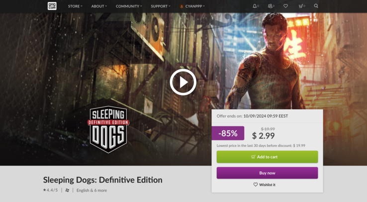 Sleeping Dogs: Definitive Edition costava 19,99 euro prima che il prezzo venisse ridotto a 2,99 euro. (Fonte: GOG)