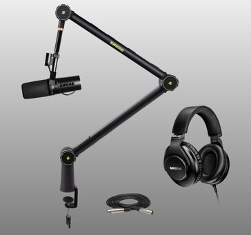 Bundle con braccio, cavo XLR e cuffie (Fonte: Shure)