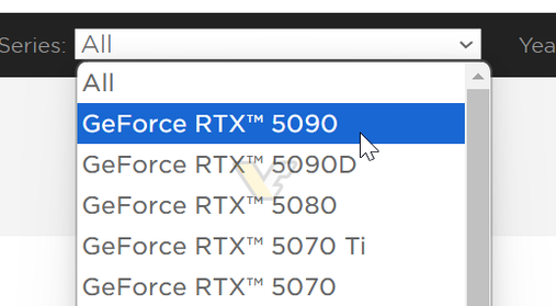 Elenco delle GPU Nvidia trovate sul sito web di Zotac (fonte immagine: Videocardz)