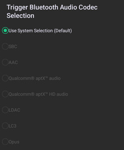 Codec audio Bluetooth disponibili