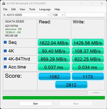 Verifica delle prestazioni utilizzando l'ADATA SE920 via USB4