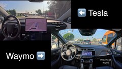 Tesla FSD 13 vs Waymo drive (Fonte: WholeMars/YT)