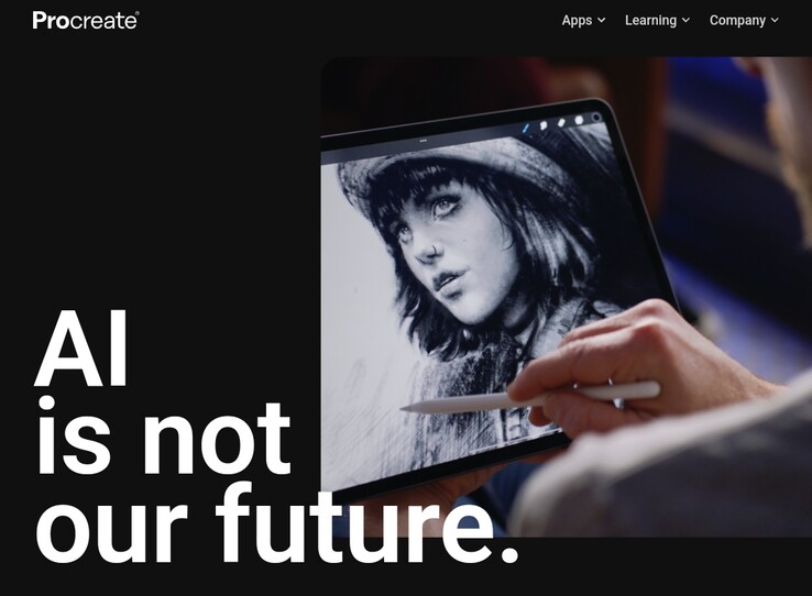 La homepage anti-AI di Procreate. (Fonte: Procreate)