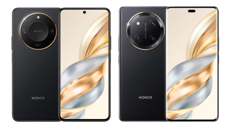 Honor X60 e X60 Pro da sinistra a destra. (Fonte: Honor)