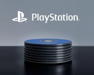 Il logo PlayStation visibile sopra i dischi della PS5 sul desktop