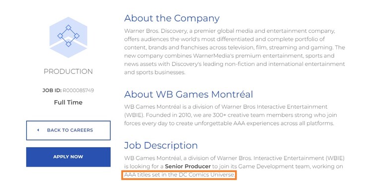 (Fonte: WB Games Montréal Jobs)