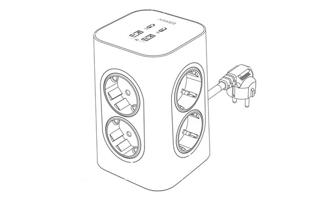 Uno schizzo della prossima striscia elettrica Anker 12-in-1 20W. (Fonte: Anker)