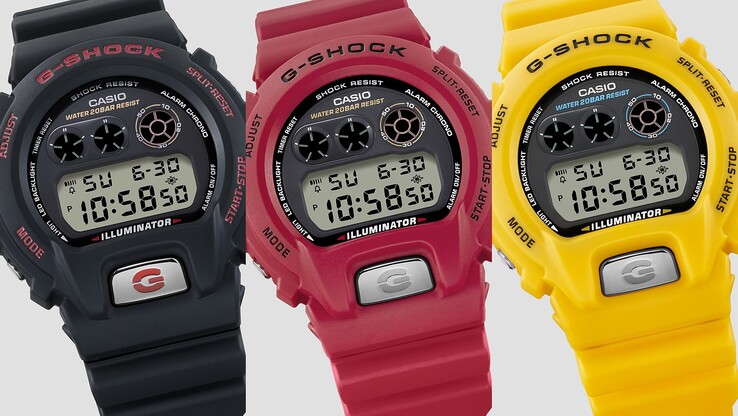 Da sinistra a destra, Casio DW-6900TR-1, DW-6900TR-4 e il modello DW-6900TR-9. (Fonte: Casio)