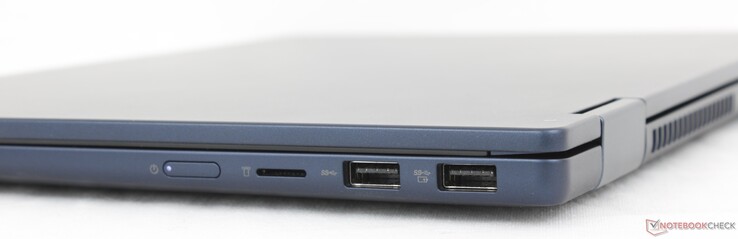 A destra: Pulsante di accensione, lettore di schede SD, 2x USB-A 3.2 Gen. 1