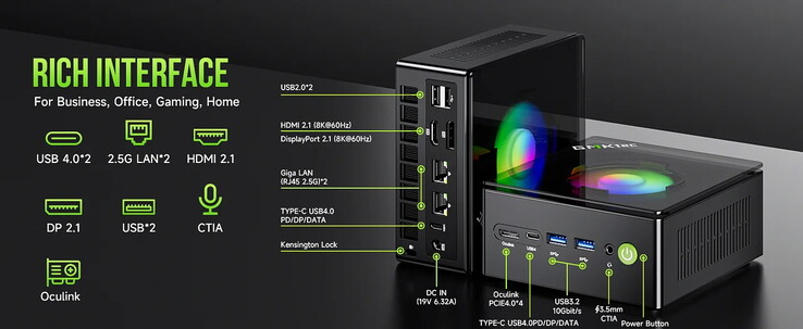 È disponibile anche una connessione OCuLink. (Fonte immagine: GMKtec)