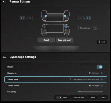 I giocatori possono rimappare i pulsanti del controller e personalizzare le impostazioni del giroscopio. (Fonte: Abxylute)