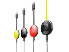 Un&#039;immagine promozionale del Chromecast di seconda generazione di Google, mostrato in vari colori. (Fonte immagine: Google)