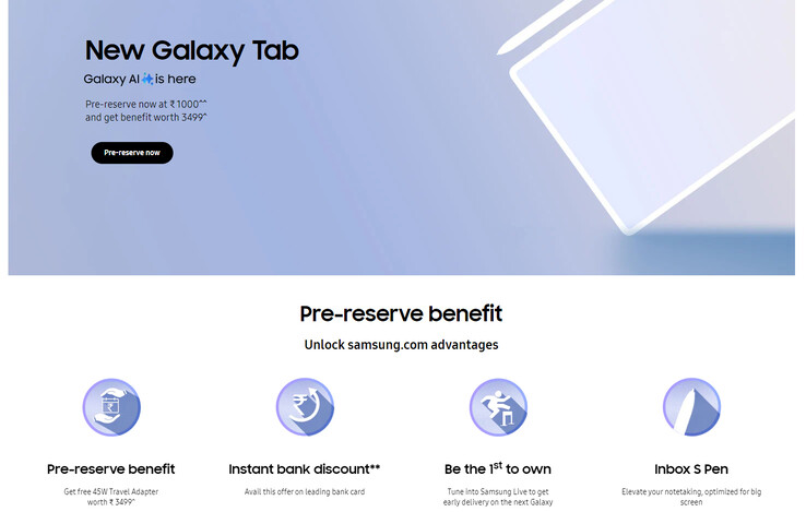 Vantaggi della pre-prenotazione di Galaxy Tab S10 (Fonte immagine: Samsung)