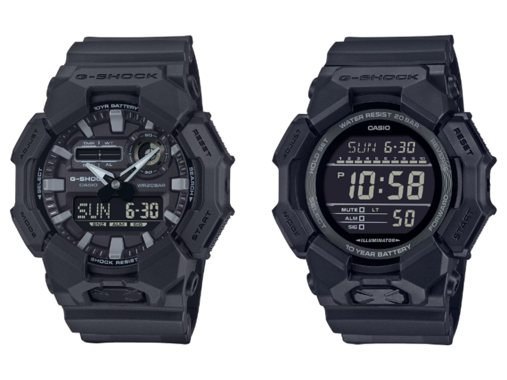 Gli orologi Casio GA010-1A1 (a sinistra) e GD010-1A1 (a destra). (Fonte: Casio)