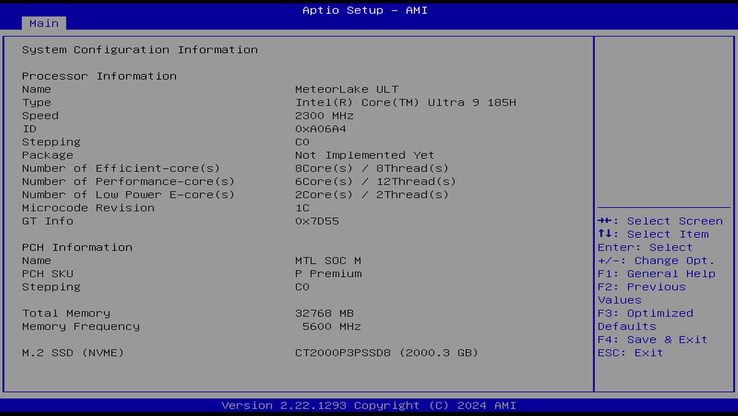 Geekom GT1 Mega - Opzioni del BIOS