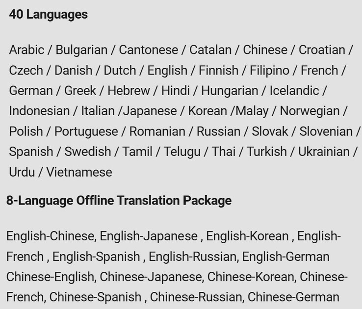 Timekettle W4 è in grado di tradurre 40 lingue e 93 accenti quando è online e 14 coppie di lingue quando è offline. (Fonte: Timekettle)