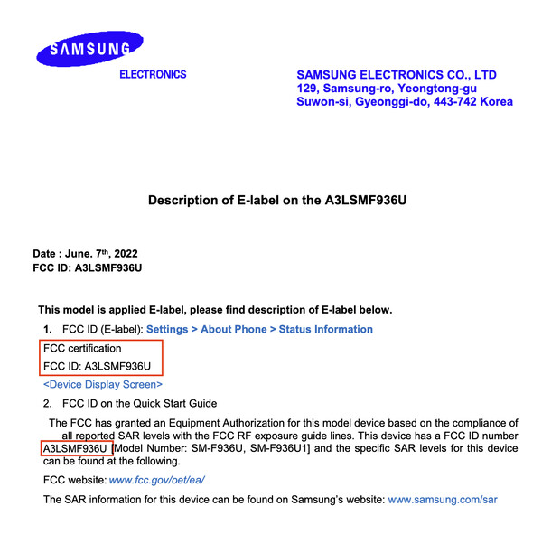 Il sito Galaxy S25 Plus. (Fonte immagine: FCC)