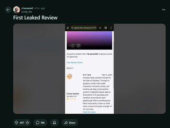 Post di Reddit sulla recensione trapelata di Avowed (Fonte: Avowed subreddit)