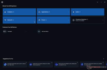 Schermata iniziale di Dell Optimizer