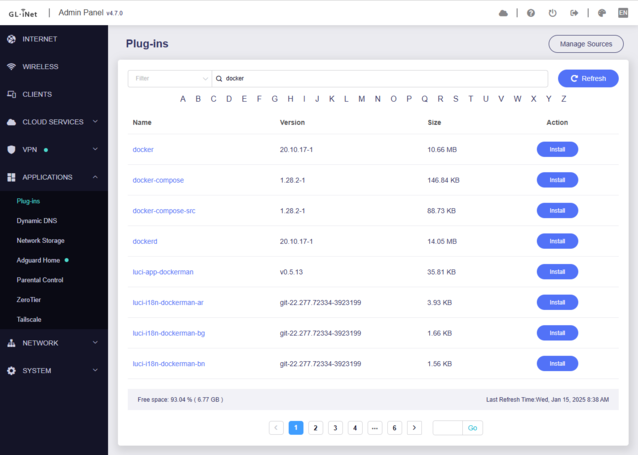 La sezione dei plug-in estende la funzionalità dell'MT6000 in modo significativo e con un eMMC da 8 Gb non le mancherà lo spazio (Fonte: David Devey, Notebookcheck)