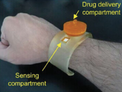 L&#039;MNA (array di microneedle), composto dal comparto di somministrazione del farmaco e dal comparto sensoriale. (Fonte: Advanced Healthcare Materials)