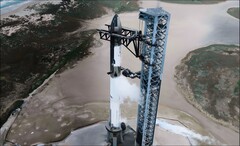 L&#039;astronave di SpaceX sulla rampa di lancio. (Fonte: SpaceX)