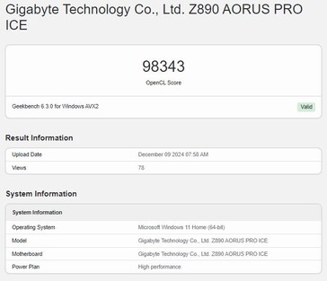 Prestazioni OpenCL di Intel Arc B580. (Fonte: Geekbench)