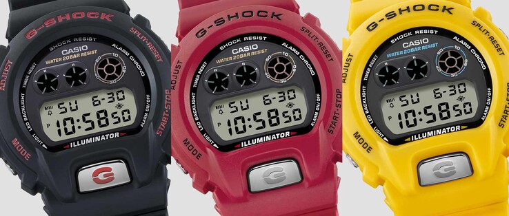 Il nuovo orologio Casio DW-6900TR è disponibile in tre colori: nero, rosso e giallo. (Fonte: Casio)