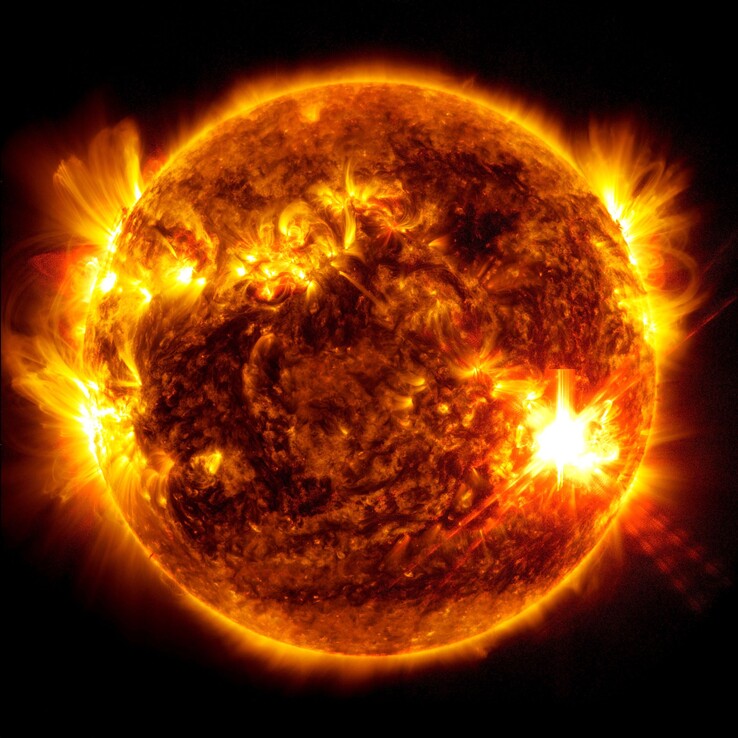 L'eruzione solare X5.8 del 10 maggio 2024 è una delle più grandi e ha disturbato i segnali GPS. (Fonte: NASA/SDO)