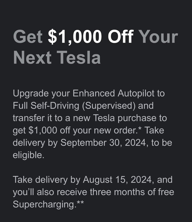 La promo di Tesla con uno sconto di 1.000 dollari