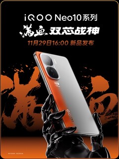 la serie iQoo Neo10 sarà lanciata il 29 novembre in Cina (fonte: iQoo)