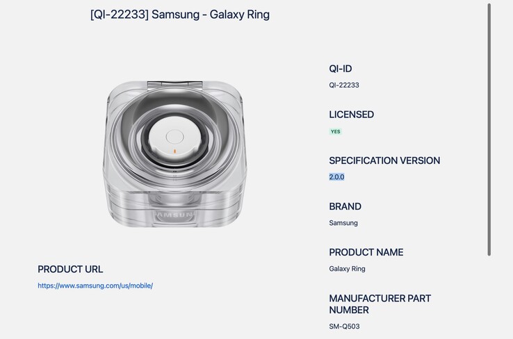 La custodia di ricarica del Samsung Galaxy Ring è già certificata Qi2, sebbene manchi di magneti e di ricarica rapida. (Immagine: Consorzio Wireless Power)